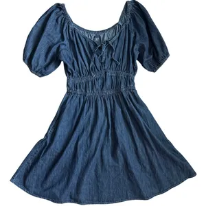 GAP Smocked Denim Mini Dress Dark Wash Size‎ Medium Tall thumbnail 3