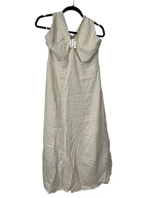 Commense Cut-Out Linen Blend Halter Maxi Dress Khaki Beige Small NWT thumbnail 4