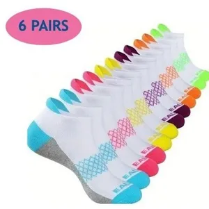 Colorful Athletic Women's Ankle Socks M/L 6 PACK Tab Low Cut High Quality‎ NEW thumbnail 1