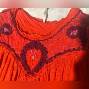 Free People Vibrant orange Blouse with Embroidery thumbnail 5
