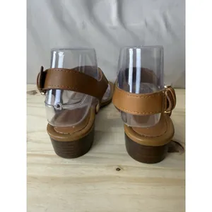 Tommy Hilfiger Women Thong Sandals Brown Ankle Strap Gold Buckle Open Size 8 M thumbnail 7