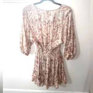 Lovestitch Floral Sheer Flowy Mini Dress S Small Boho Romantic Cottage Romantic thumbnail 7