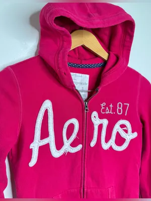 2011 Aeropostale Zip Hoodie Sweatshirt Jacket Hot Pink Size Small Y2K Style thumbnail 2
