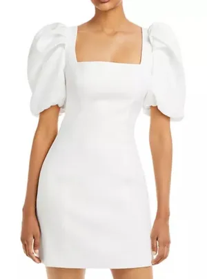Elliatt size large alondra puff sleeve mini dress white bridal revolve thumbnail 1