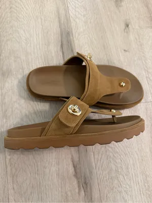Brown Suede Chunky Thong Sandals Size 9.5 thumbnail 2