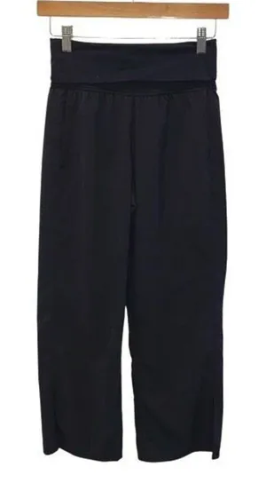 Lululemon Womens High‎ Rise Flat Front Pull-On Wide Leg Crop Pants Black Size 2 thumbnail 1