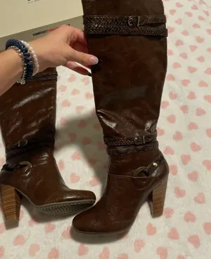 Bordeaux Bass Shoes Bass Brown Knee High Heel Boots Size 7 thumbnail 2