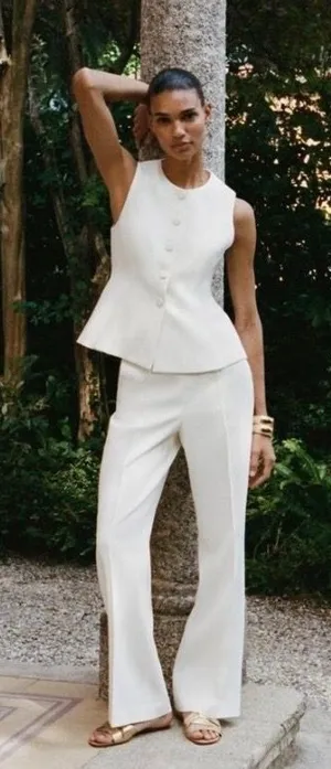 ZARA Peplum Top White thumbnail 1