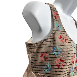 Y2K Mudd Women Boho Festival Embroidered Babydoll‎ Top S Tan Peasant Cottagecore thumbnail 4