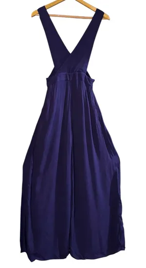 Maeve Anthropologie Purple‎ Overall Jumpsuit Suspender Wide Leg Sz 0 Boho *Flaw* thumbnail 1