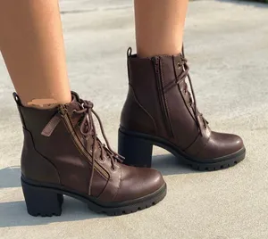 Chunky Lug Sole Combat Boot Brown Size 10 thumbnail 1