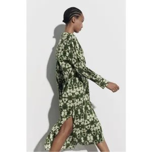 Zara Green Tie Dye Printed Button Front Midi Maxi Tunic Dress Cover Up Small NEW thumbnail 4