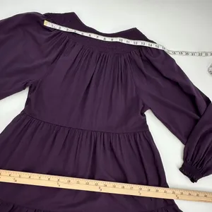 Old Navy Dress Womens XS Purple Tiered Smocked Yoke Mini Long Sleeve Peasant NWT thumbnail 10