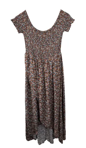 Sweet Lemon Smocked Floral High Low Maxi‎ Dress Women's Size L thumbnail 1