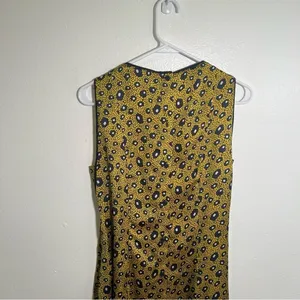 Zara Womens Size Small Sleeveless‎ Shift Dress Yellow Navy White Geo Button Back thumbnail 7