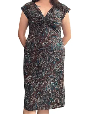 Brown & teal paisley dress. thumbnail 2