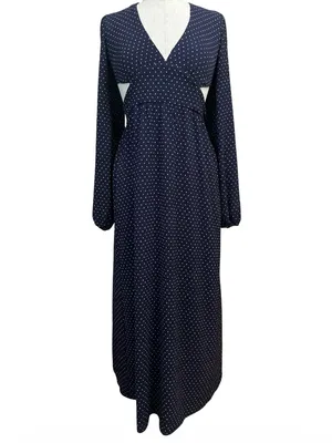 Park & Fifth Avery Cutout Long Sleeve Polka Dot Maxi Dress Small Fall Wedding thumbnail 5