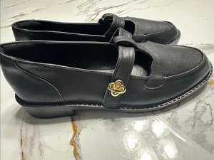 Chic Black Mary Jane Loafers Gold Accent ,Cute Style. thumbnail 9