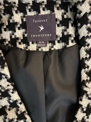 Forever 21 Black & White Houndstooth Peacoat thumbnail 2