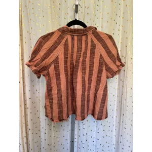 Free People We The Free Away At Sea Frayed Hem Button Down Striped Top M thumbnail 3