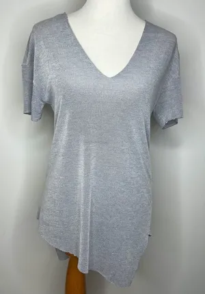 Zara- Grey V-Neck Tee Shirt thumbnail 1