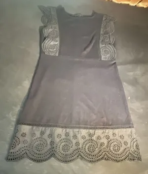 Newtimes Creative Black Mini Dress with Eyelet Lace Trim Detail thumbnail 2