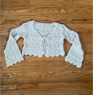 Urban Outfitters Crochet Bell Sleeve Tie Front Cardigan Sweater thumbnail 2