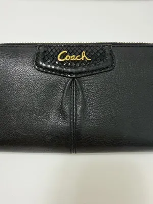 Coach Ashley Zip Around Accordion Leather Wallet Black thumbnail 11