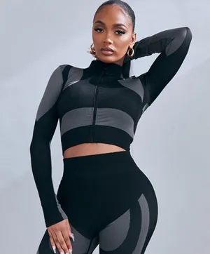PLT Black and Gray Long Sleeve Activewear thumbnail 1