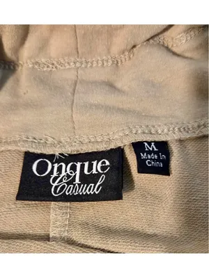 Onque Casual Women’s Grommet Rhinestone Trim Capri Pants Tan Khaki Medium W-227 thumbnail 3