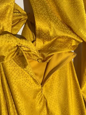 NWT Rare London Anthropologie Textured Golden Yellow Satin Tie-Front Dress thumbnail 14