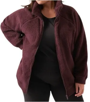 EUC Athleta Tugga Fleece Zip Front Jacket Brown Size 3X thumbnail 1