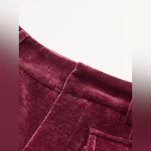 CoMMENSE Velvet Pocket Straight-Leg Pants COLOR - Burgundy, size Small NWT thumbnail 10