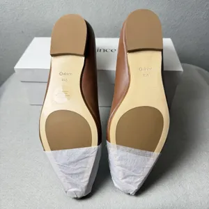 Quince Italian Leather Pointed Bow Ballet Flat Shoes Cognac Women’s Size 10.5 thumbnail 3