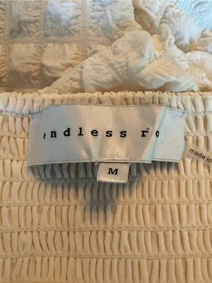 Endless Rose Ivory Puff-Sleeve Textured Maxi Dress medium euc thumbnail 8