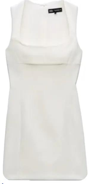 Zara Nwt White Squared Neck Mini Dress Size Xxl thumbnail 4