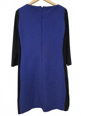 Chaps Plus Womens Striped stretch knit dress blue black stripe size 16 NEW Work thumbnail 3