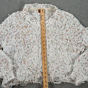 POL Confetti Distressed Fringe Chenille Sweater Size Large Boxy Cropped Knit thumbnail 6