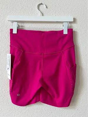 Lululemon Fast and Free HR Short 6" Inseam Pockets Pink Flare Size 8 Run Sporty thumbnail 2