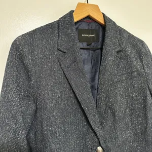 Banana Republic | Women's Blue Donegal Blazer Crest Button Blazer Jacket, Size 6 thumbnail 3