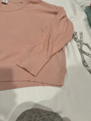Aerie OFFLINE Pink Waffle Knit Long Sleeve Top thumbnail 5