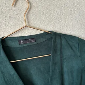 ZARA trf Collection Emerald Green Faux Suede Belted Romper thumbnail 4