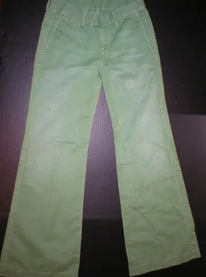 New 7 for All Mankind Jeans Green Pants Womens 26 29 X 33 Tall Wide Leg Light thumbnail 1