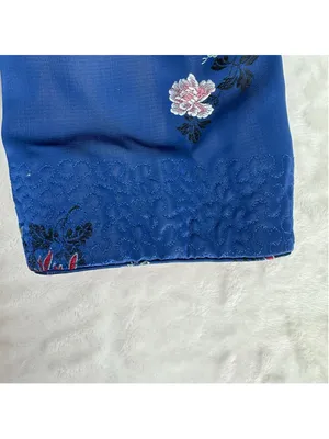 Peony Asian Kimono Jacket REVERSIBLE Blue Floral or Red Shanghai China Vintage L thumbnail 8