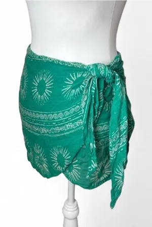 Green Cotton Wrap Skirt Size M thumbnail 1