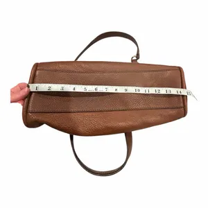 UGG‎ Brown Pebbled Leather Shoulder Bag Gold Hardware Zip Top Crossbody Purse thumbnail 9
