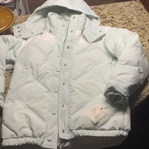 Free People ski jacket light green winter thick warm waterproof zip up with hood thumbnail 1
