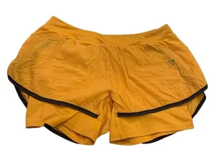 Gymshark Running Shorts Medium‎ Yellow Double Layer Athletic Gorpcore B2A5H thumbnail 1