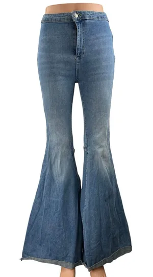 Free People We The Free Blue High Rise Bell Bottom Flare Bootcut Denim Jeans 27 thumbnail 1