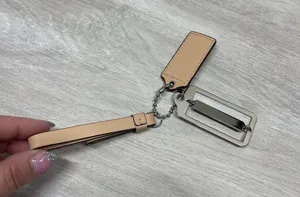Luxury Tan and Silver Leather Keychain Handbag Chains Accessories thumbnail 2